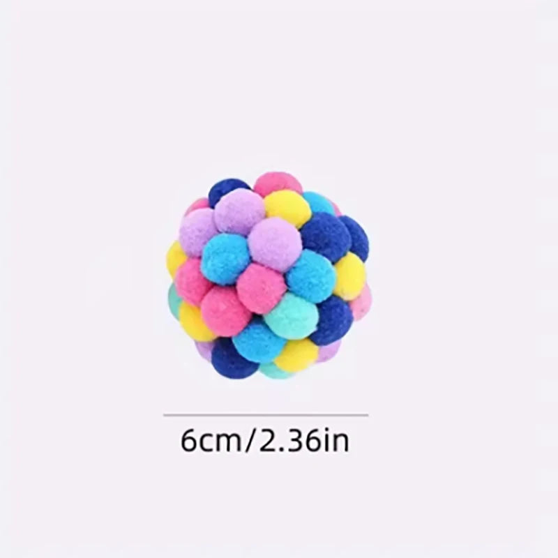 1/3 PCS Cat Toys Colorful Plush Ball Toys Comes with Bells Pet Interactive Toys Suitable for Kittens to Play with