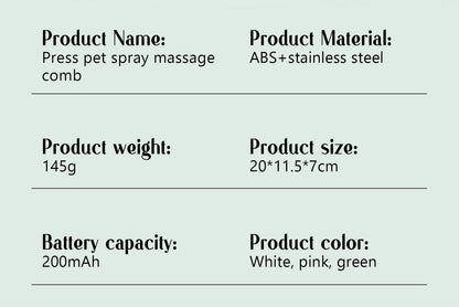 USB Steam Spray Pet Grooming Comb – Heated Massage Brush for Dogs & Cats