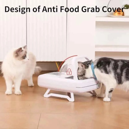 Automatic Cat Feeder with RFID Collar Sensor for 134.2kHz 15-Digit Pet Chip ID White ABS Plastic Anti-Food-Grabbing Design for