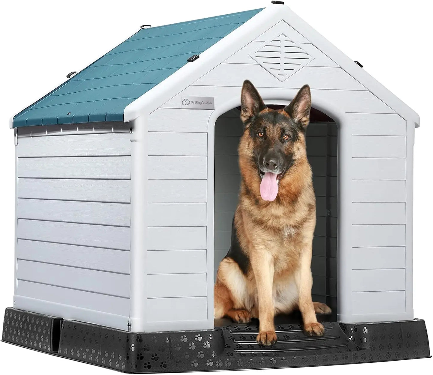 Waterproof Plastic Dog House – Indoor Outdoor Kennel with Elevated Floor for All Sizes