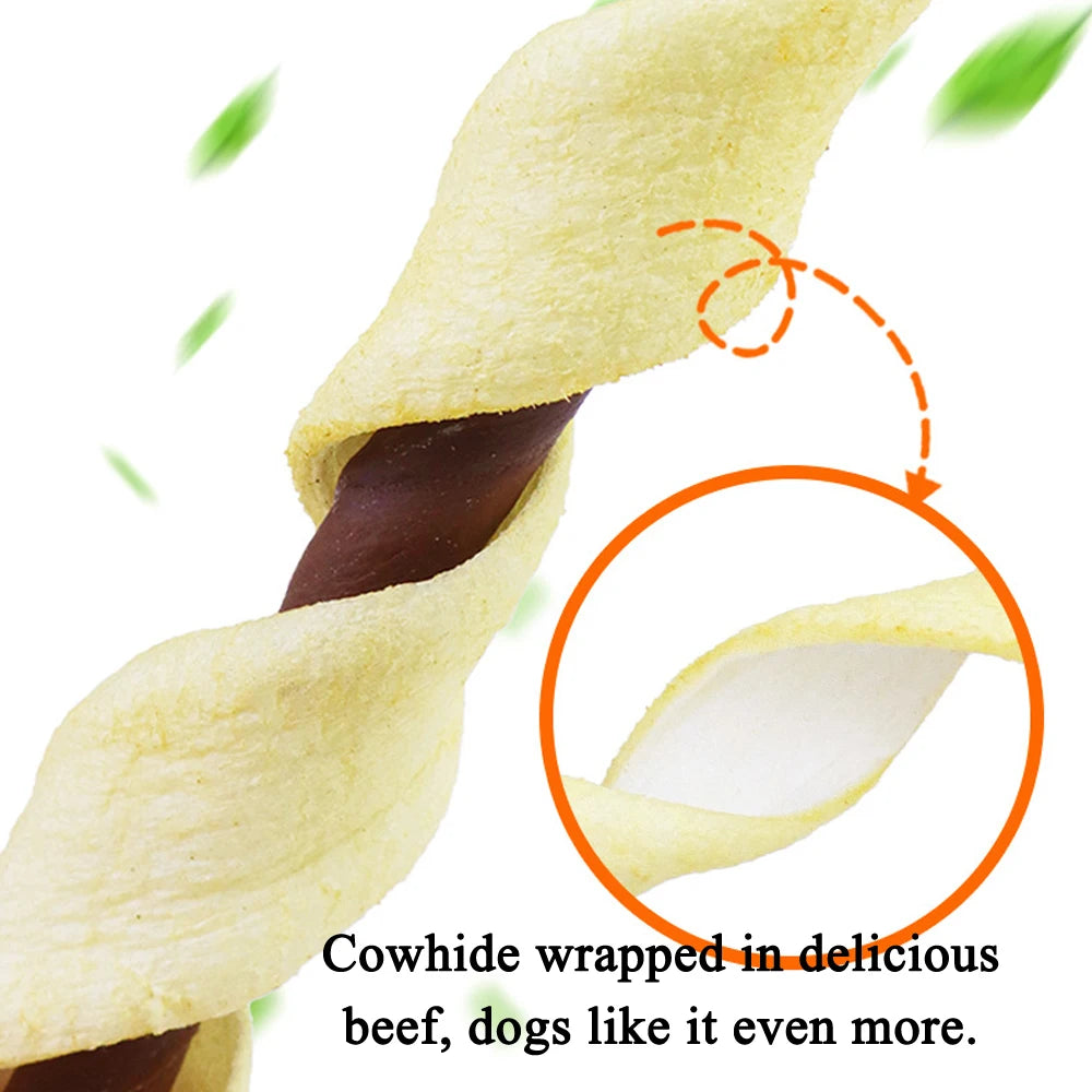 Cowhide Wrapped Duck Dog Treats – High-Protein 3-in-1 Chews for Medium & Large Dogs
