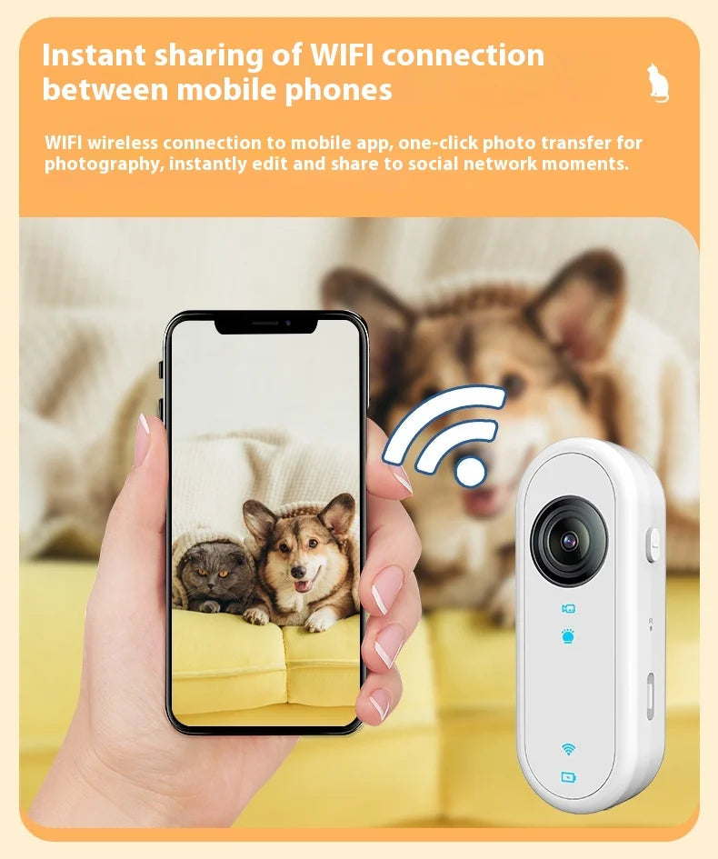 HD 1080P Pet Collar Camera – Waterproof WiFi Dog & Cat Body Cam with Anti-Shake