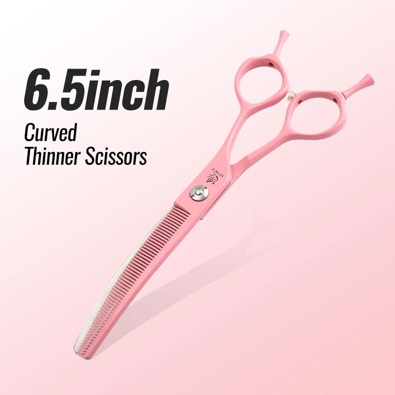 Fenice Dog Beauty Scissors Colorful 6.5/7/7.5 inch JP440C Professional Dog Grooming Scissors Curved Thinner Chunker Shears Tools