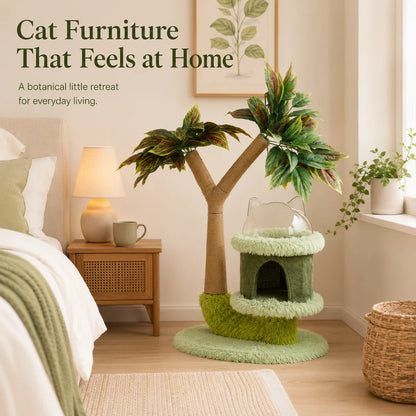 Mango Tree Cat Tree for Small Cats - Cozy Perch Fun Platform Scratching Post - Cat Furniture with Natural Sisal Rope