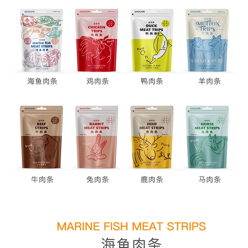 SHOUOK air-dried marine fish meat strips for Dogs with 92%meat content;100%nature;NO antibiotics;No Grains;