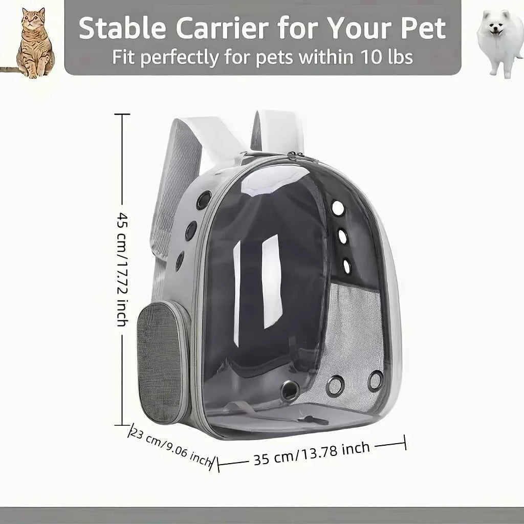 SpaceCapsule Pet Backpack - BreathableTransparent Travel Carrier,Suitable for Cats and Small Dogs Equipped with Zippers Portable