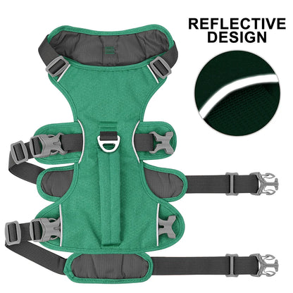 Escape Proof Nylon Dog Harness Reflective Dog Harnesses Durable Pet Vest With Handle Adjustable for Small Medium Large Dogs Pug