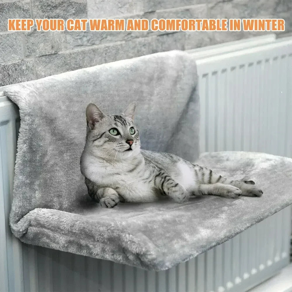 Cat Radiator Hammock Bed – Warm Fleece Hanging Basket with Iron Frame