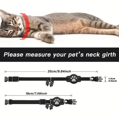  Cat GPS Collar with Bells Cats Collar for Tracker Kitten Collar 7.09-9.84 inch Safety Buckle Cats Collar with Airtag Holder