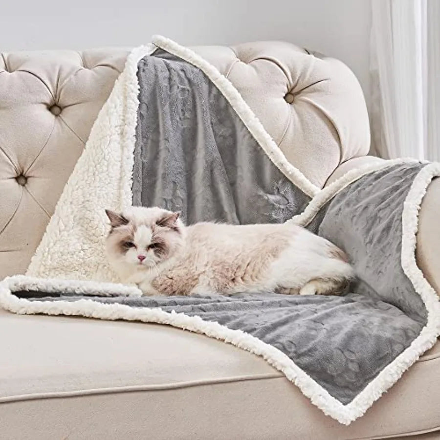 1 Pack 4 Dog Blankets for Small Dogs - 4 pcs Waterproof Dog Blanket Washable - Soft Sherpa Fleece Puppy Blanket for Kitten Dogg