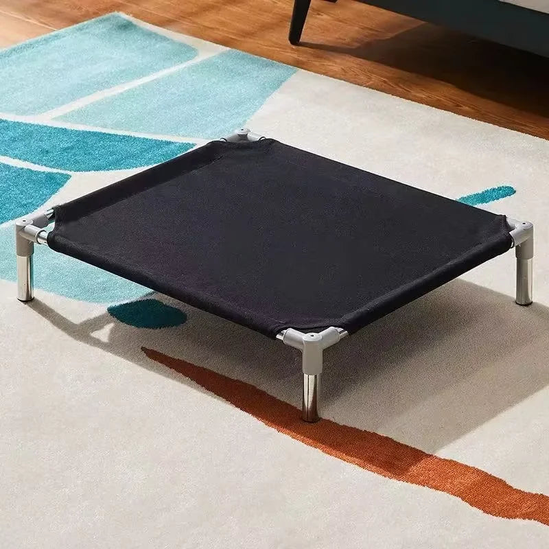 Elevated Pet Cot Stainless Steel Frame - All Season Military Dog Bed Removable Washable Off Ground for Small Pets