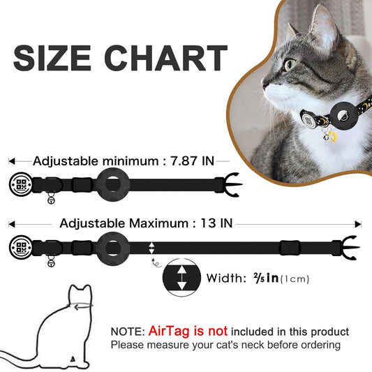 Luminous AirTag Cat Collar – Personalised Smart ID Tag, Bell & Breakaway Safety for Kittens (5 Colours) - Bdba PK