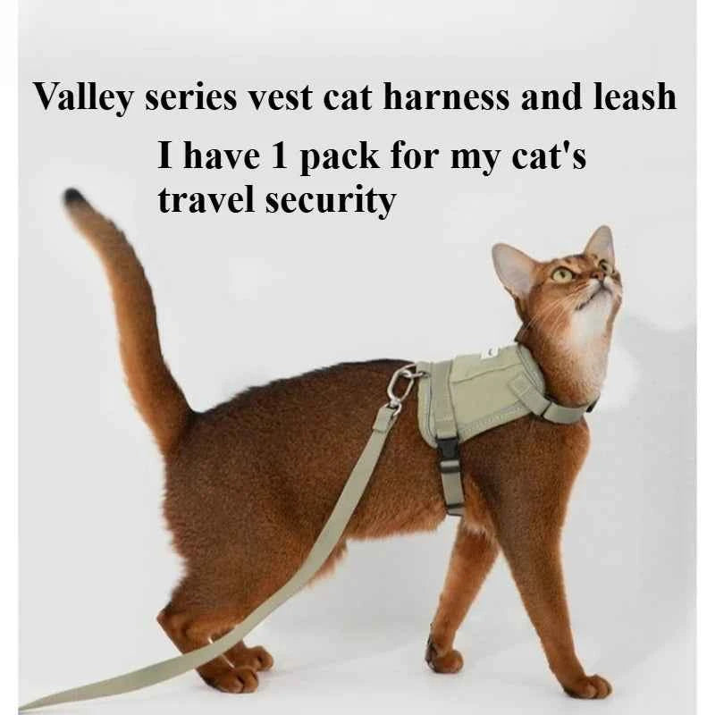 Anti-Escape Cat Vest Harness 39g, GPS Tracker Pocket, Breathable Mesh, Reflective, 130cm Leash for Walking, cat accessories