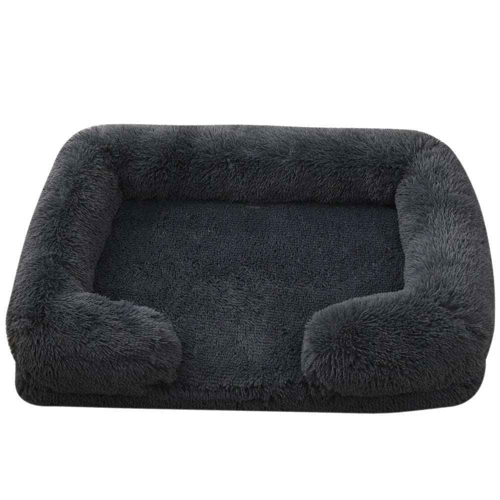 Half-Surround Dog Bed – Soft Plush Orthopedic Pet Sofa for Dogs & Cats