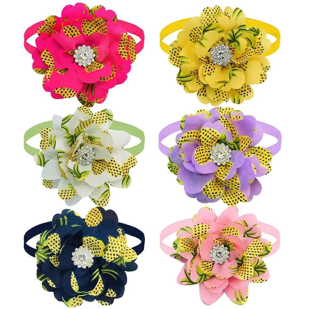 New 50PCS Flower Bowties For Dogs Fashion Dianomd Pet Dog Bow Tie Collar  Dog Pet Grooming Accessories For Small Dogs