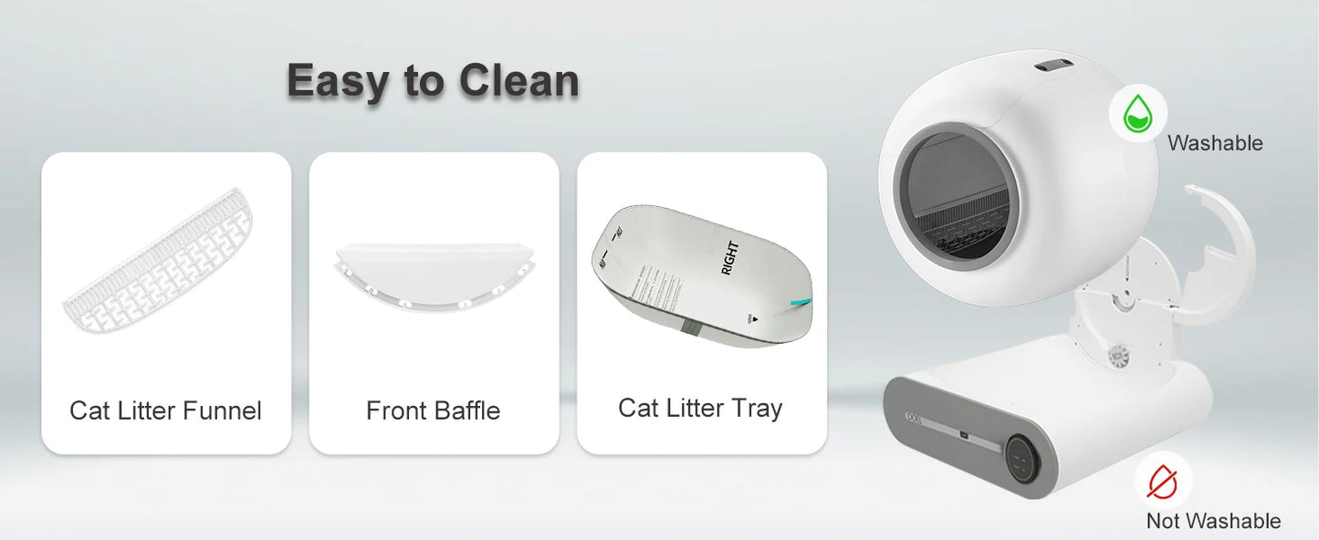 DOEL Self Cleaning Cat Litter Box 65L Automatic Cat Litter Box w/ Trash Bag & Litter Mat Smart Cat Toilet App Control 2.4G WiFi