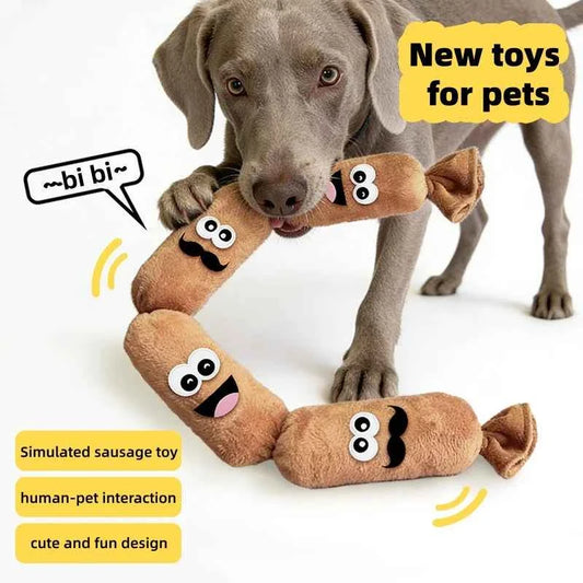 Simulated Sausage Dog Chew Toy Soft Plush BB Squeaker Press-to-Squeak Durable Chew Resistant dog Entertainment Boredom toy