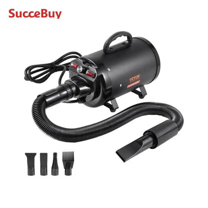 VEVOR 2000W/2.7HP Dog Blow Dryer Adjustable Speed Temperature Control with 4 Nozzles and Extendable Hose for Pet Hair Grooming