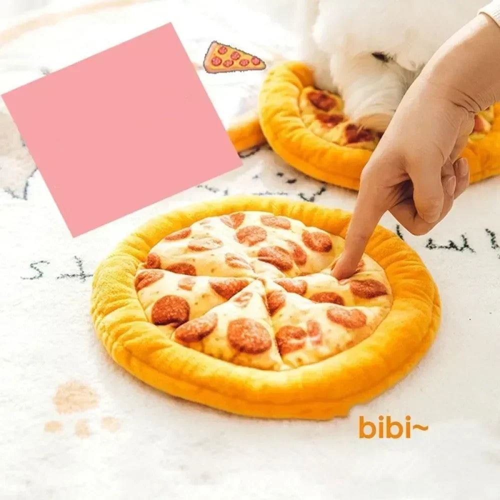 Dog Toy Plush Pizza Shape Pet Squeaky Sound Toys for Small Large Dogs Puppy Teeth Cleaning Chew Toy Pet Supplies