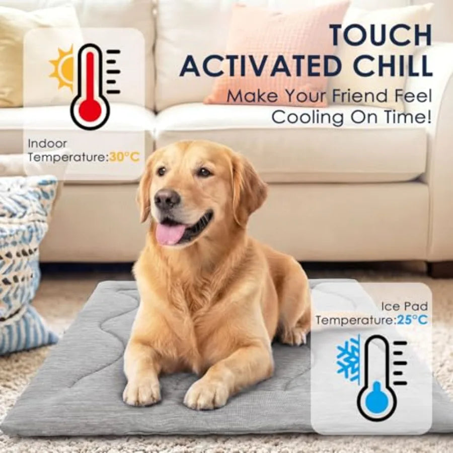 Dog Cooling Mat, Portable and Durable Cooling Mat for Dogs, Summer Anti-Slip Breathable Cooling Bed for - Dogs 35 60 lbs Husky,
