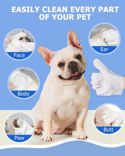 Pet Cleaning Wipe Gloves – Deodorising Grooming Bath Wipes for Dogs & Cats