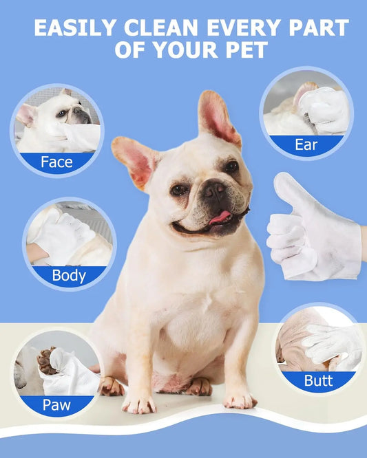 Pet Cleaning Wipe Gloves – Deodorising Grooming Bath Wipes for Dogs & Cats - Bdba PK