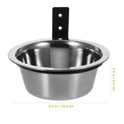 Wall Mounted Pet Bowl Stationary Dog Cage Bowl Stainless Steel Dog Cat Hanging Bowls Durable Puppy Kitten Feeder Water Food Bowl