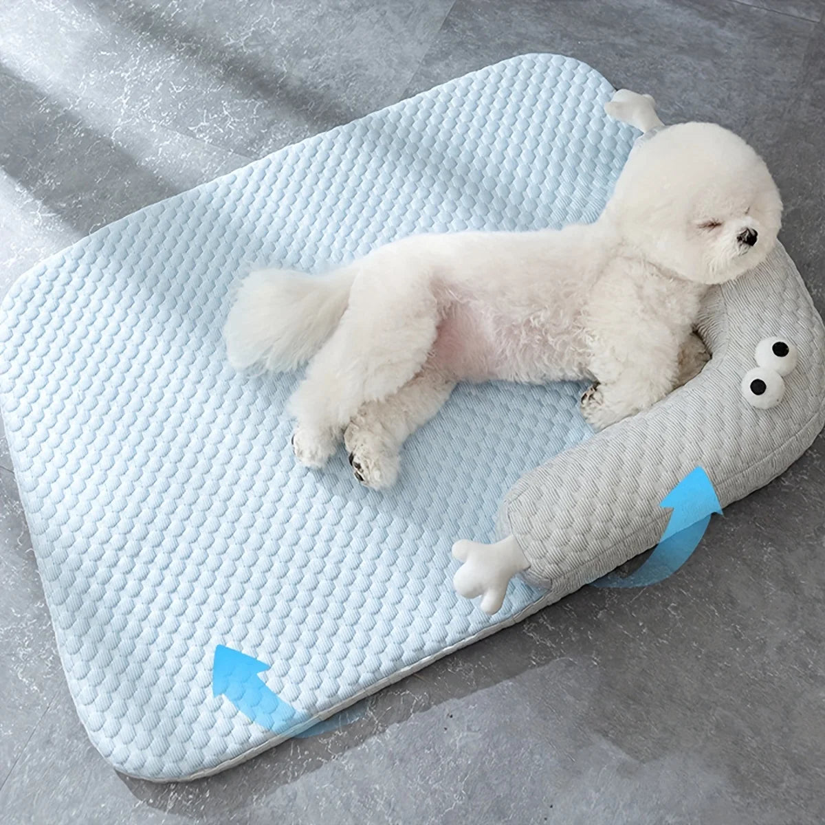 Dog Cool Mat Big-eyed Monster Breathable and Absorbent Mat Summer Cooling Sleeping Washable Pad Cool Nest for Cats Dogs