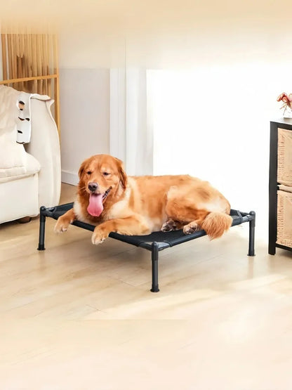 Foldable Elevated Pet Bed - Portable Camping Dog/Cat Bed with Washable Mat, Breathable Dog House for All Seasons