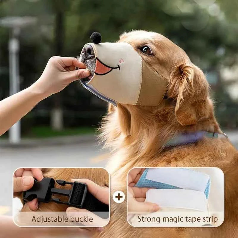 Dog Muzzles for Small To Large Dog Anti Barking Adjustable Muzzle Breathable Gentle Cloth Dog Muzzle Cute Funny Dog Muzzles