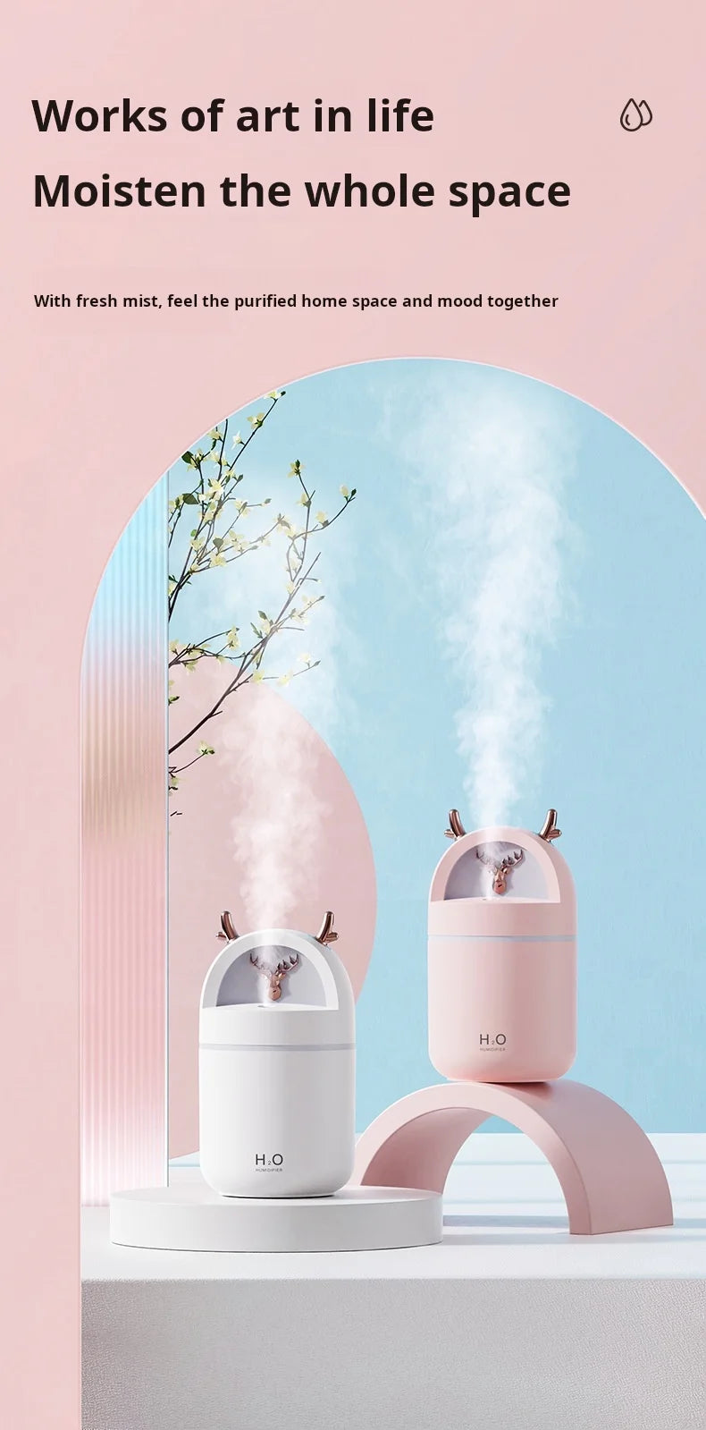 Mini USB Desktop Humidifier – Quiet Ultrasonic Aromatherapy Air Humidifier for Home & Office