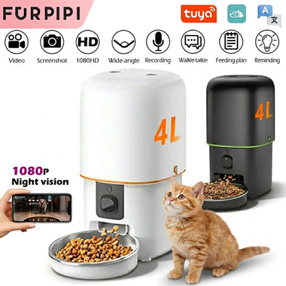 Automatic Cat Feeder Camera Furpipi Pet Smart Cat Food Kibble Dispenser Tuya Control WiFi Auto Feeder For Cats Dog Accessories