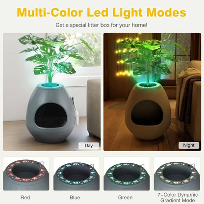 Egg-Shaped Smart Cat Litter Box with Odor Removal System Semi-Enclosed