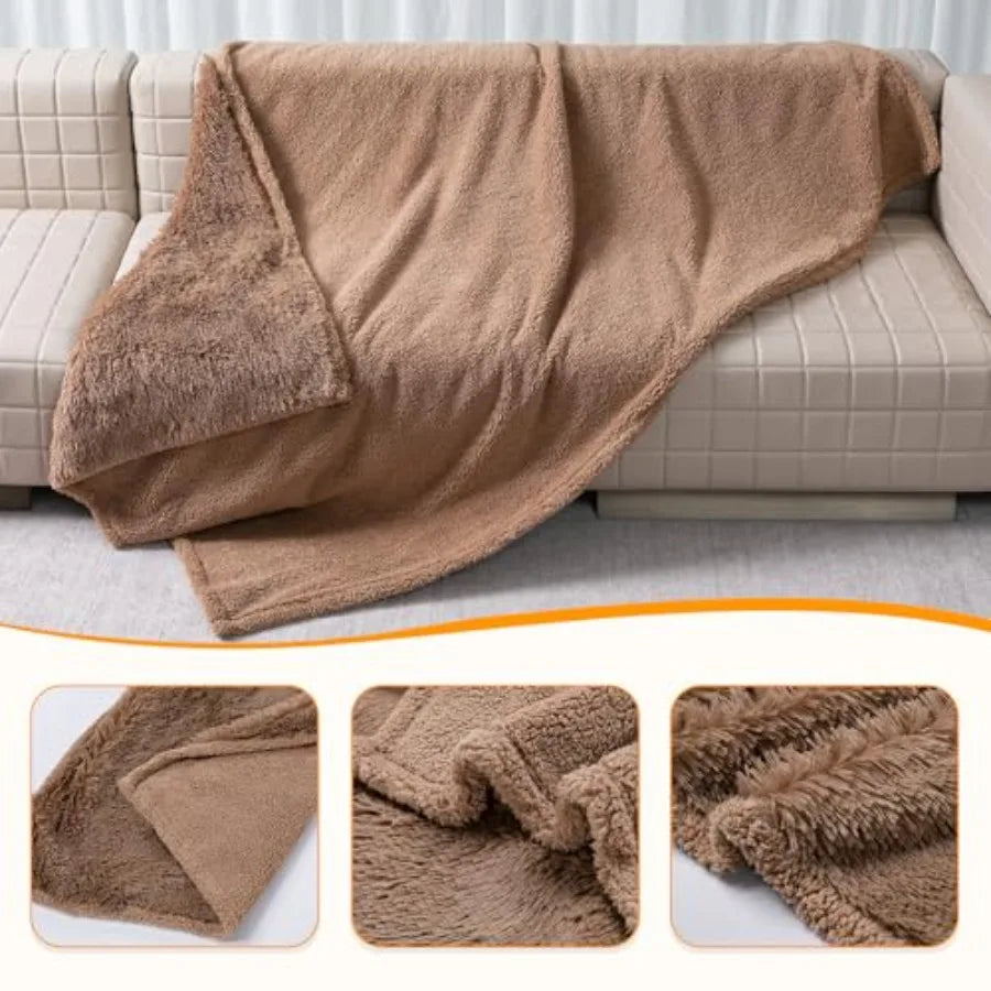 Winter Waterproof Calming Pet Blankets for Dogs Waterproof Long Faux Fur Fluffy Blanket for Doggie Cats Sherpa Fleece Warm Couc