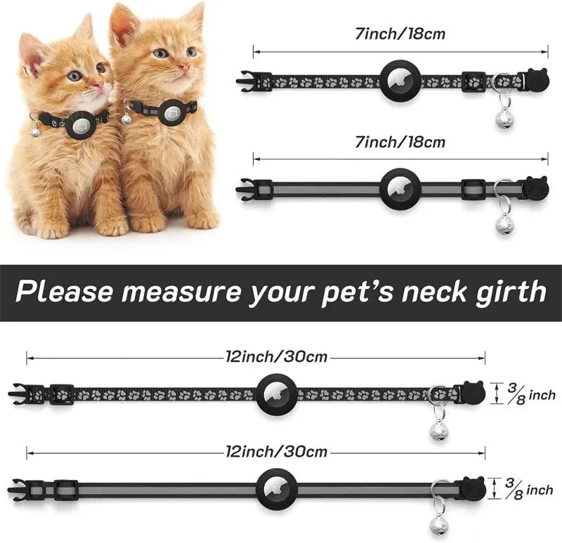 Airtag Cat Collar, Breakaway Cat Airtag Collar with QR Tag & Reflective Lightweight Kitten Collar for Apple Air tag GPS Tracker