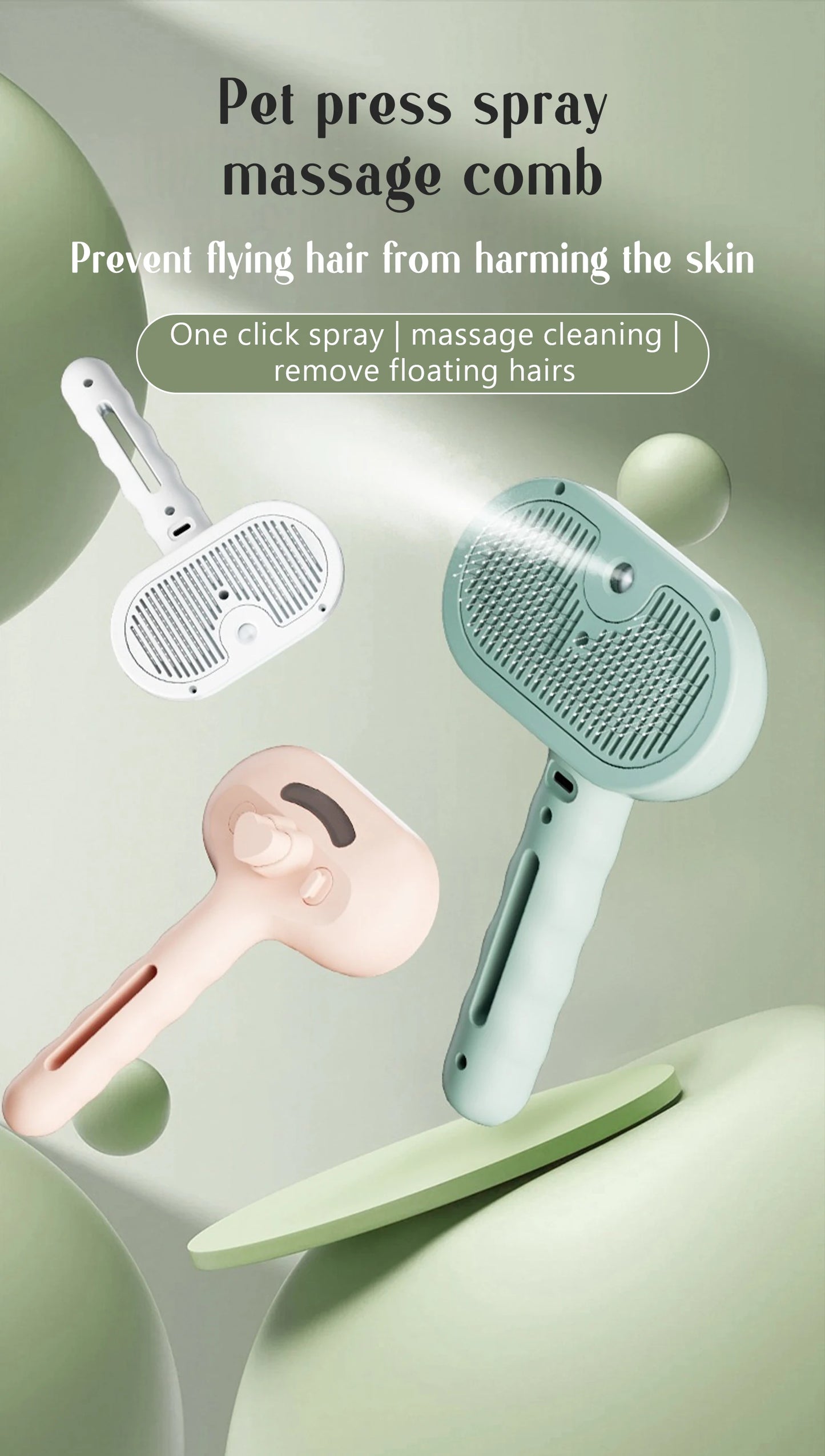 USB Steam Spray Pet Grooming Comb – Heated Massage Brush for Dogs & Cats