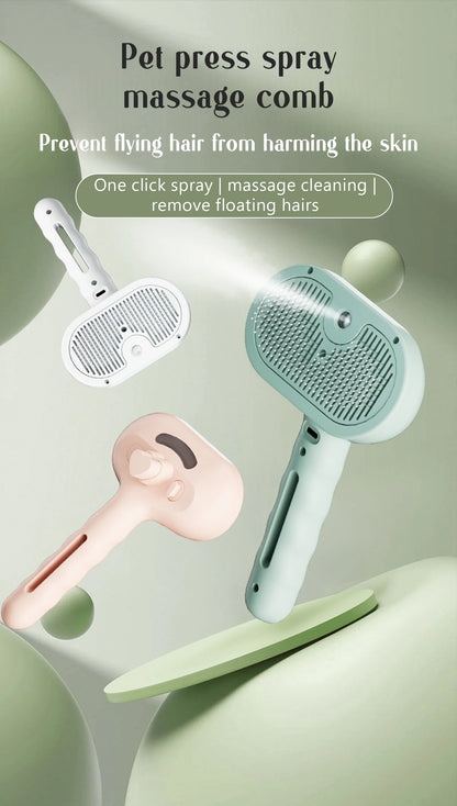 USB Steam Spray Pet Grooming Comb – Heated Massage Brush for Dogs & Cats