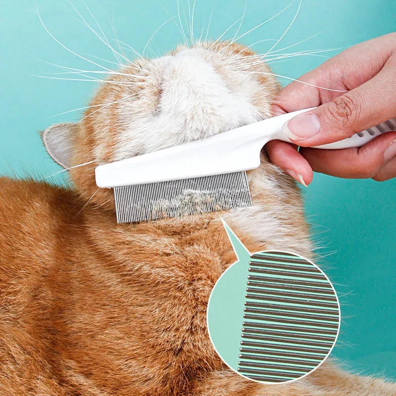 Stainless Steel Flea Comb for Dogs & Cats – Dense Teeth Pet Grooming Brush