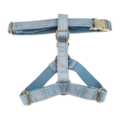The Nordic Blue Velvet Dog Collar And Leash Set For Dogs Custom Engraved Nameplate Pet Supplies Dog Leash Flannelette18