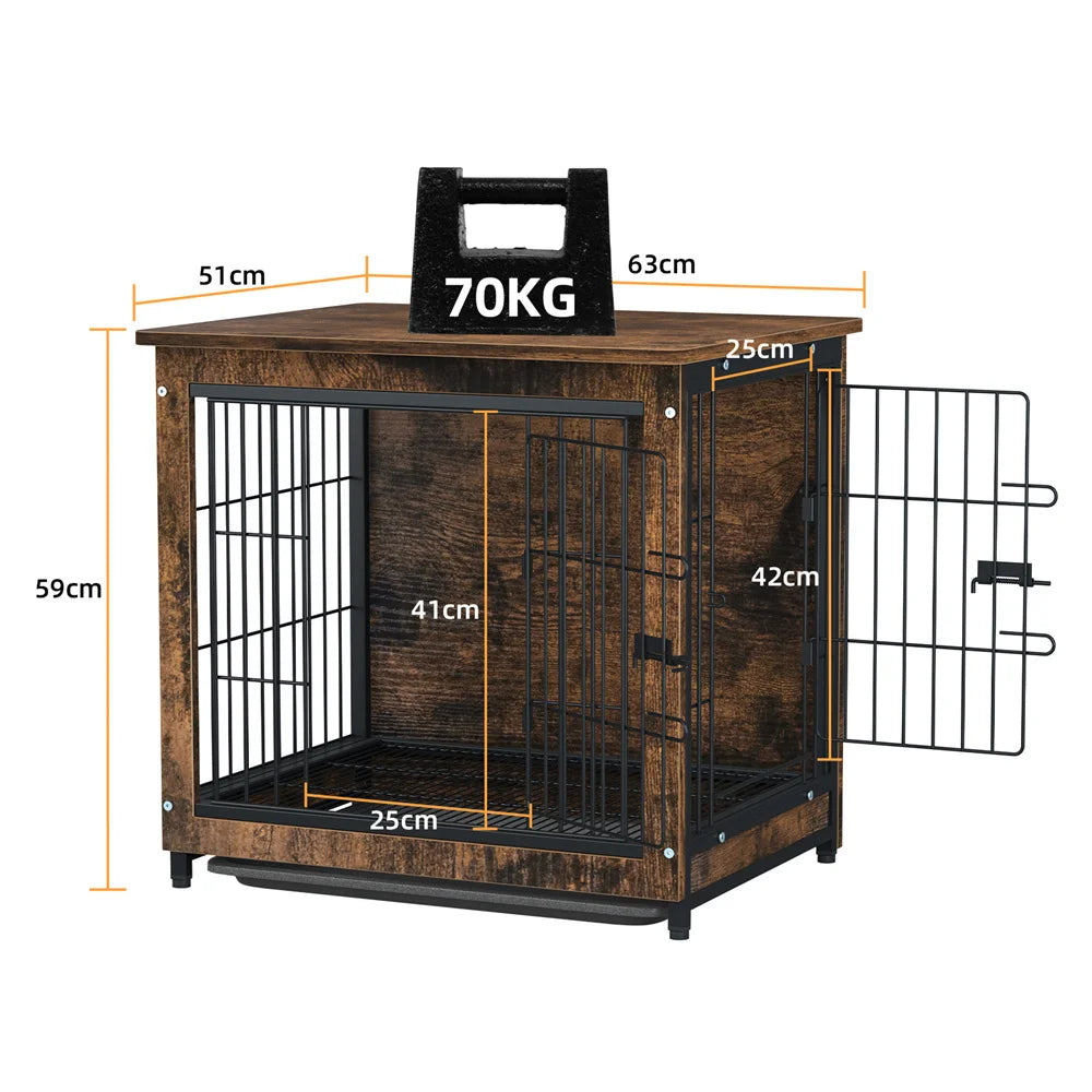Wooden Dog Crate Furniture – Elevated Indoor Dog Kennel with End Table Top