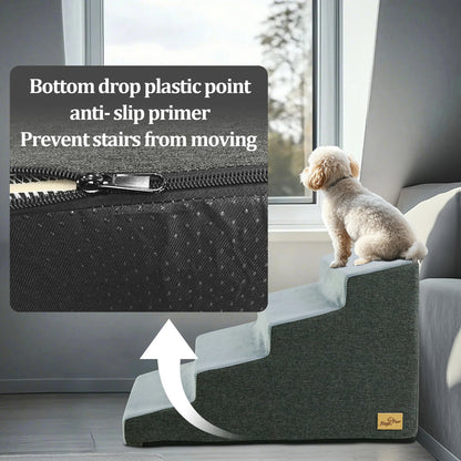 3/4/5 Steps Pet Dog Stairs Ramp High-Density Sponge Foam Dog Steps for Puppies Accessory for High Beds And Sofas
