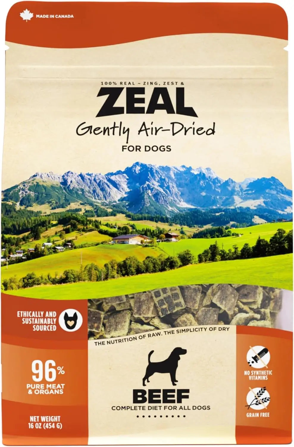 Canada Air-Dried Beef Dog Food - High Protein, Grain Free, No Fillers, Nutrient-Rich (1 lb)