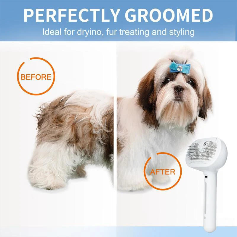 USB Steam Spray Pet Grooming Comb – Heated Massage Brush for Dogs & Cats