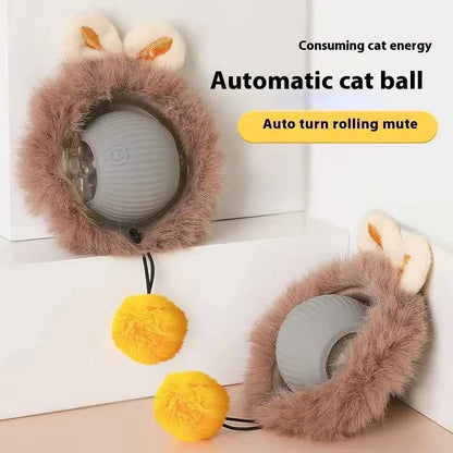 Cat Toy Intelligent Electric Automatic Rolling USB Rechargeable with Rope Sound Making Toy Ball Home Pet Soothing Supplies