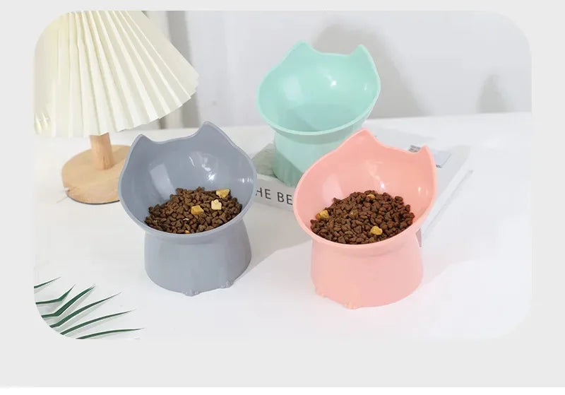 Tilted Elevated Cat Food Bowl Ergonomic Cat Food Dish Anti Neck Protector Vomiting Raised Cats Food Bowl Non Slip for Cats Dogs