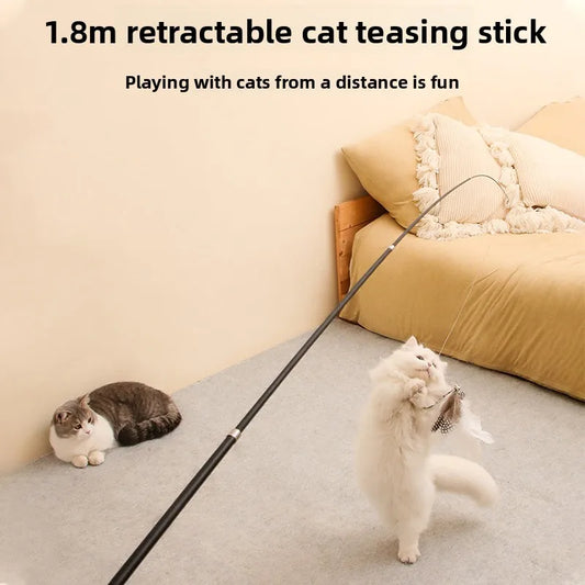 1.8M Cat Teaser Four Section Expandable Cat Fishing Rod Toy with Catnip Interactive Teaser for Kittens Petshop Accessories Durab
