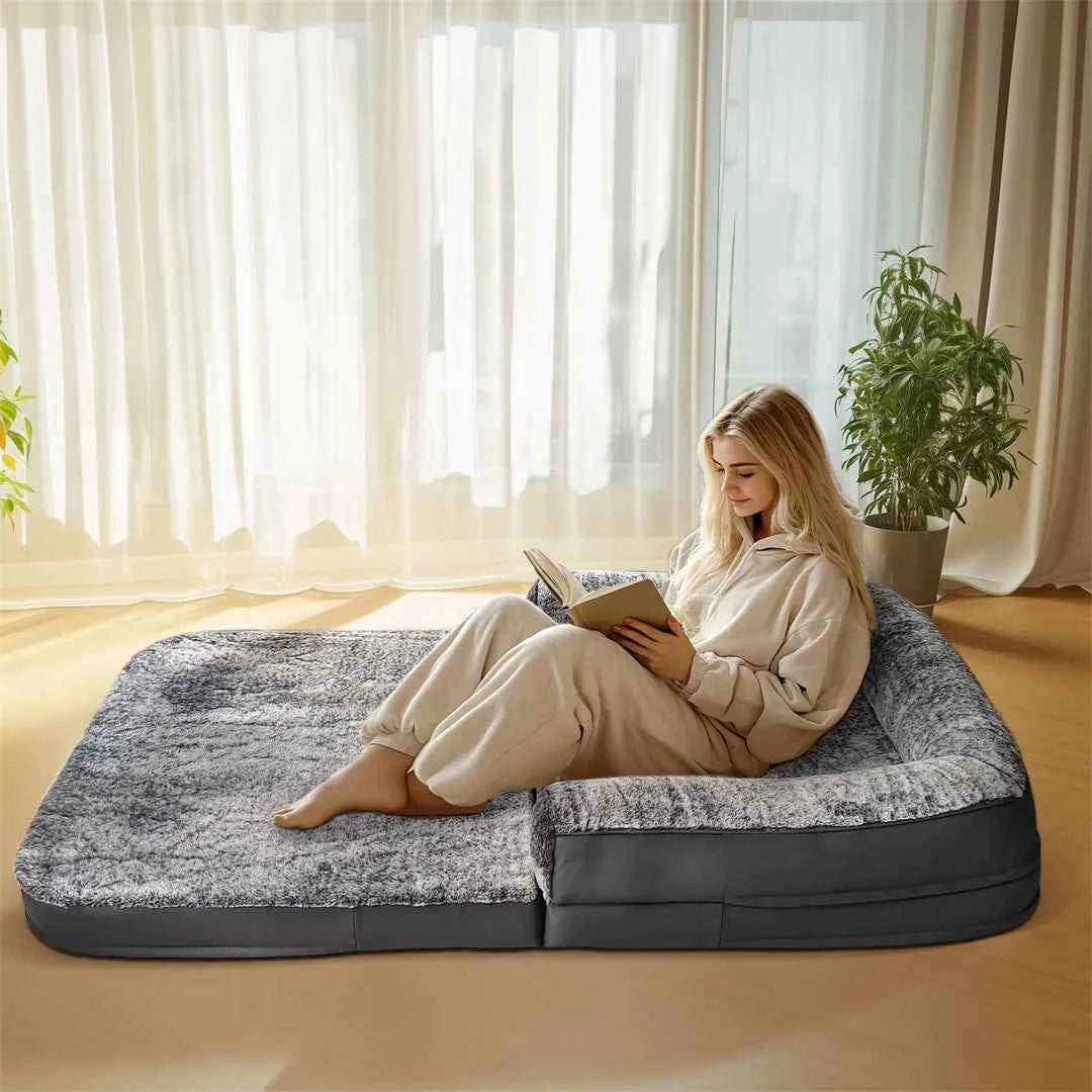 180cm Long Human-Size Giant Dog Bed Foldable Calming Pet Dog Bed Plush Cover Orthopedic
