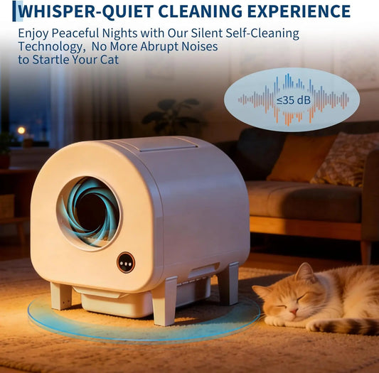 Smart Self-Cleaning Cat Litter Box, WiFi-Enabled Automatic Litter Box with Safety Protection, Large Capacity for Multiple Cats & Included Liner Bags