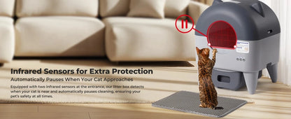 Lunapurr NEO-C Extra Large Self-Cleaning Cat Litter Box – App Control, 76L, Multi-Cat