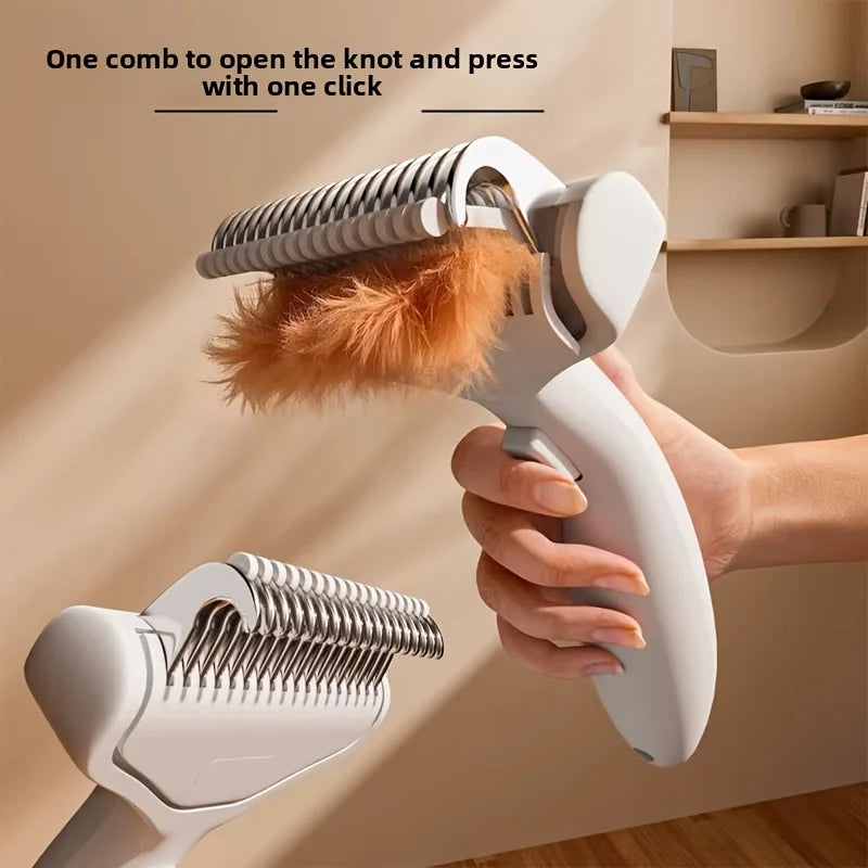 Stainless Steel Dog Hair Removal Brush – Curved Comb for Long-Haired Dogs & Cats
